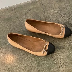 Chanel camel and black ballet flats. Size 7